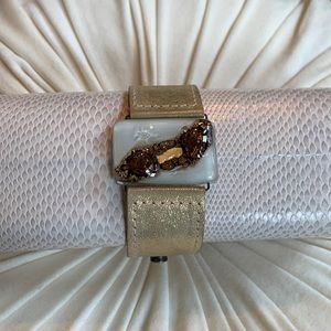 Leather Handmade Bracelet with Blown Glass